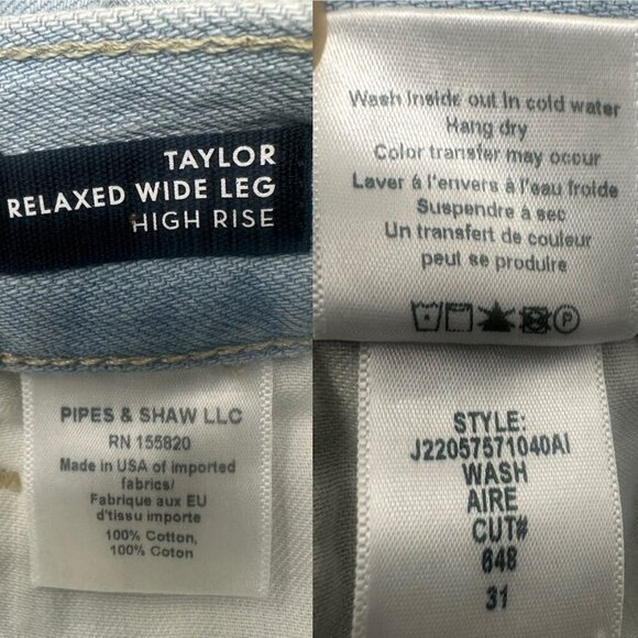 New Veronica Beard Taylor Relaxed Wide Leg High Rise Jeans 31 In Aire Wash Blue - Picture 14 of 15